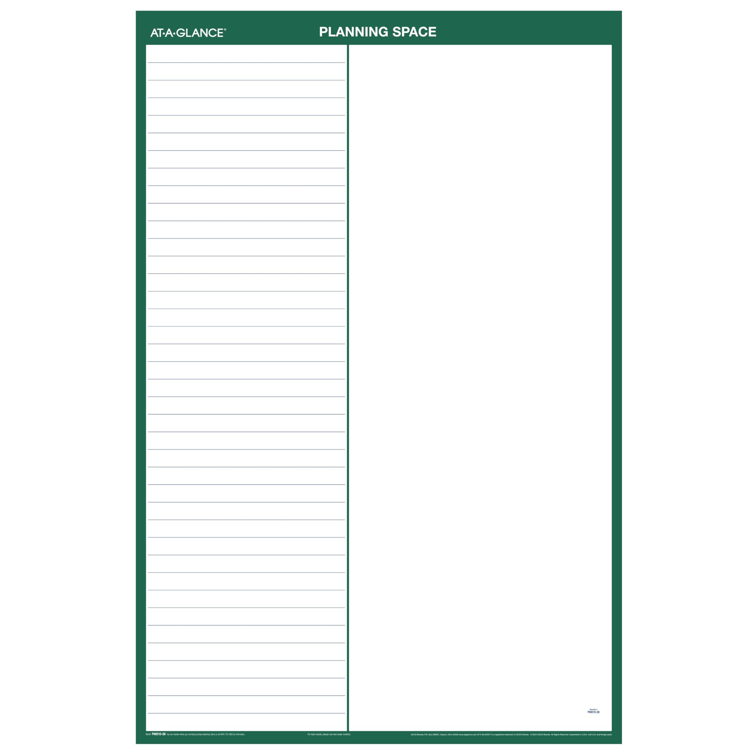 AT-A-GLANCE Calendario 2026 cancellabile, planner da parete cancellabile a secco, 61 x 91,4 cm, grande, verticale, reversibile (PM2102826)
