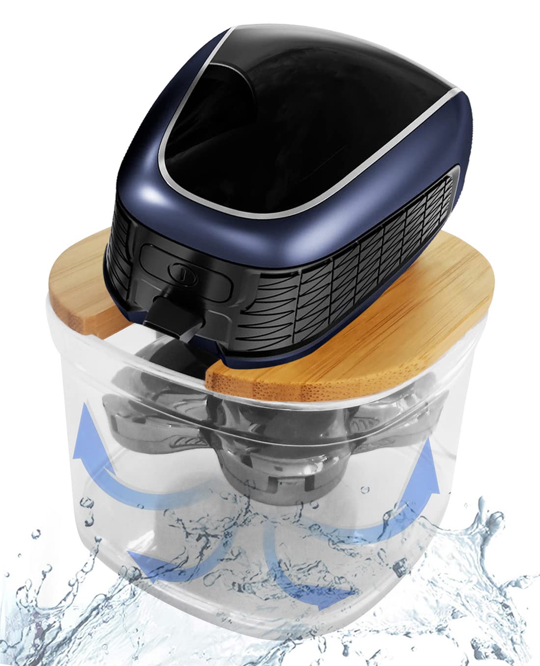 FitSand Bamboo Shaver Rinse Stand Compatible with Head Shaver 7D, Wyklaus Upgrade Head Shavers