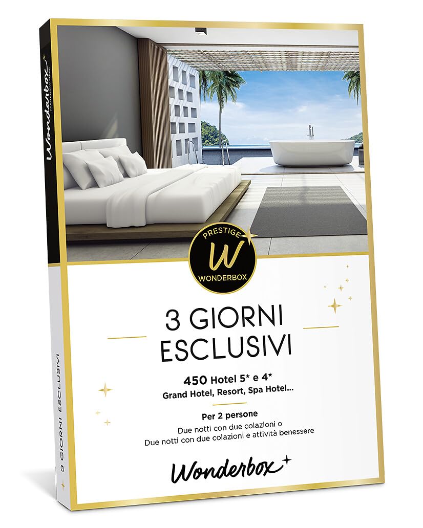 WONDERBOX- Cofanetto Regalo - 3 Giorni Esclusivi - 425 Hotel a 5 et 4 stella - Grand Hotel, Resort, Spa Hotel Per 2 Persone - Due Notti con Colazioni o con Colazioni e attività Benessere