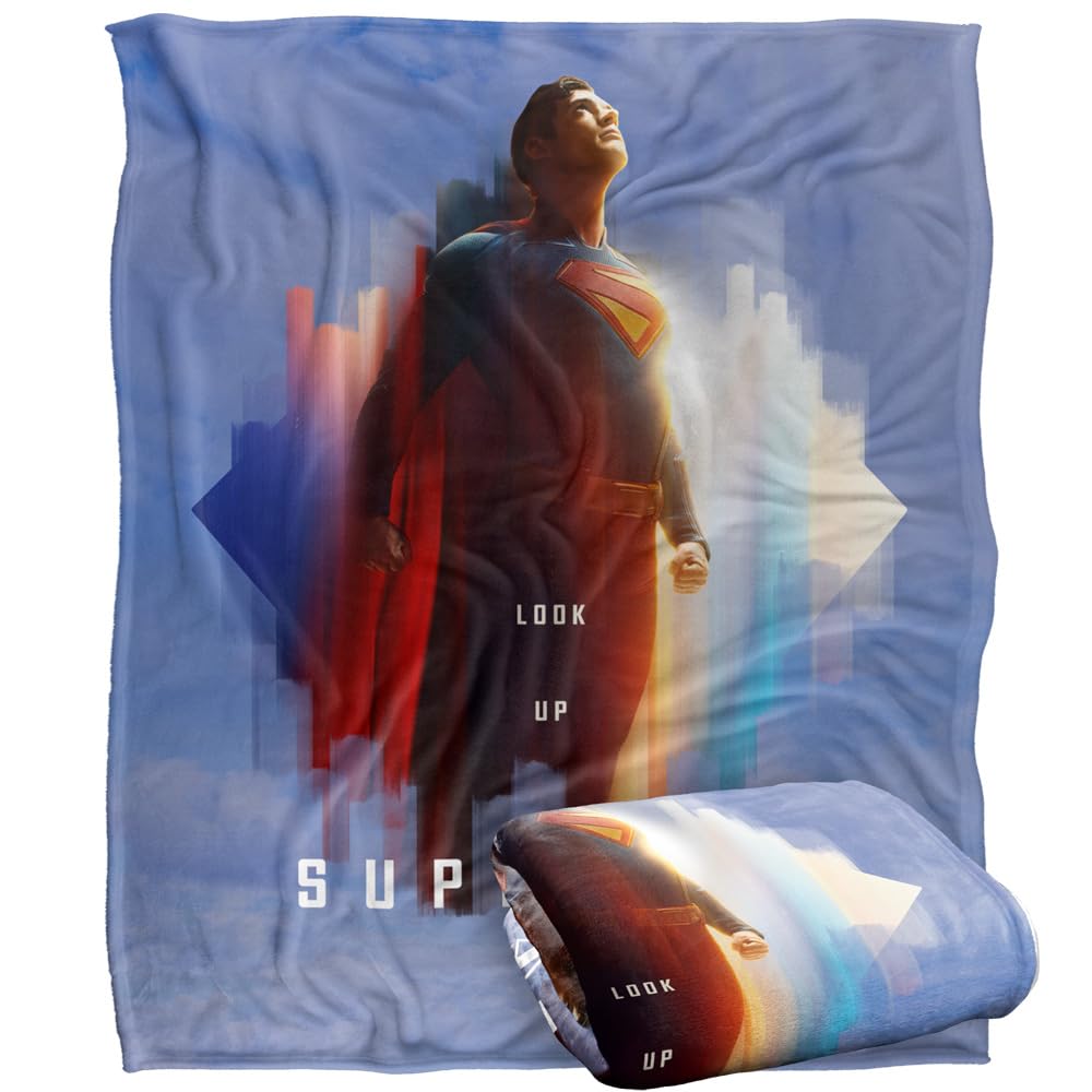 LOGOVISION Superman 2025 Look Up Shield Silky Touch Super Soft Throw Blanket, 152 x 127 cm