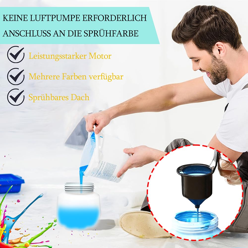 Akku Farbspritzpistole für Makita 18V Akku, 1000ml Farbsprühgerät, mit 3.0AH Akku und Ladegerät,3 Düsen und 3 Spritzmuster,von Wänden Gartenzaun Sprühgerät