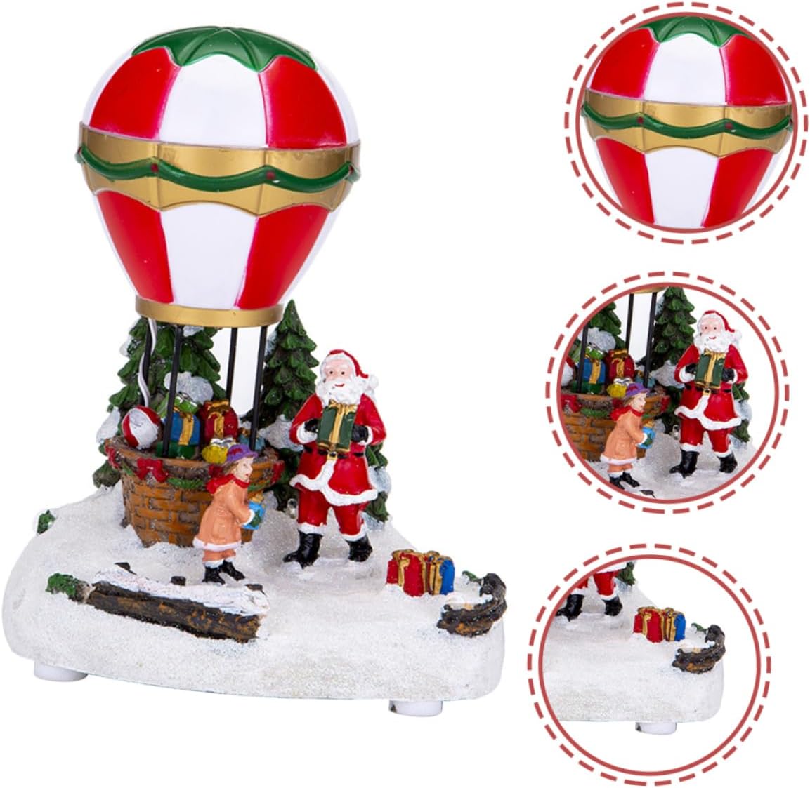 Lighted Music House Ornament Christmas Table Decor Hot Air Balloon Design Festive Desktop Decoration for Holiday Home Warm Atmosphere Christmas