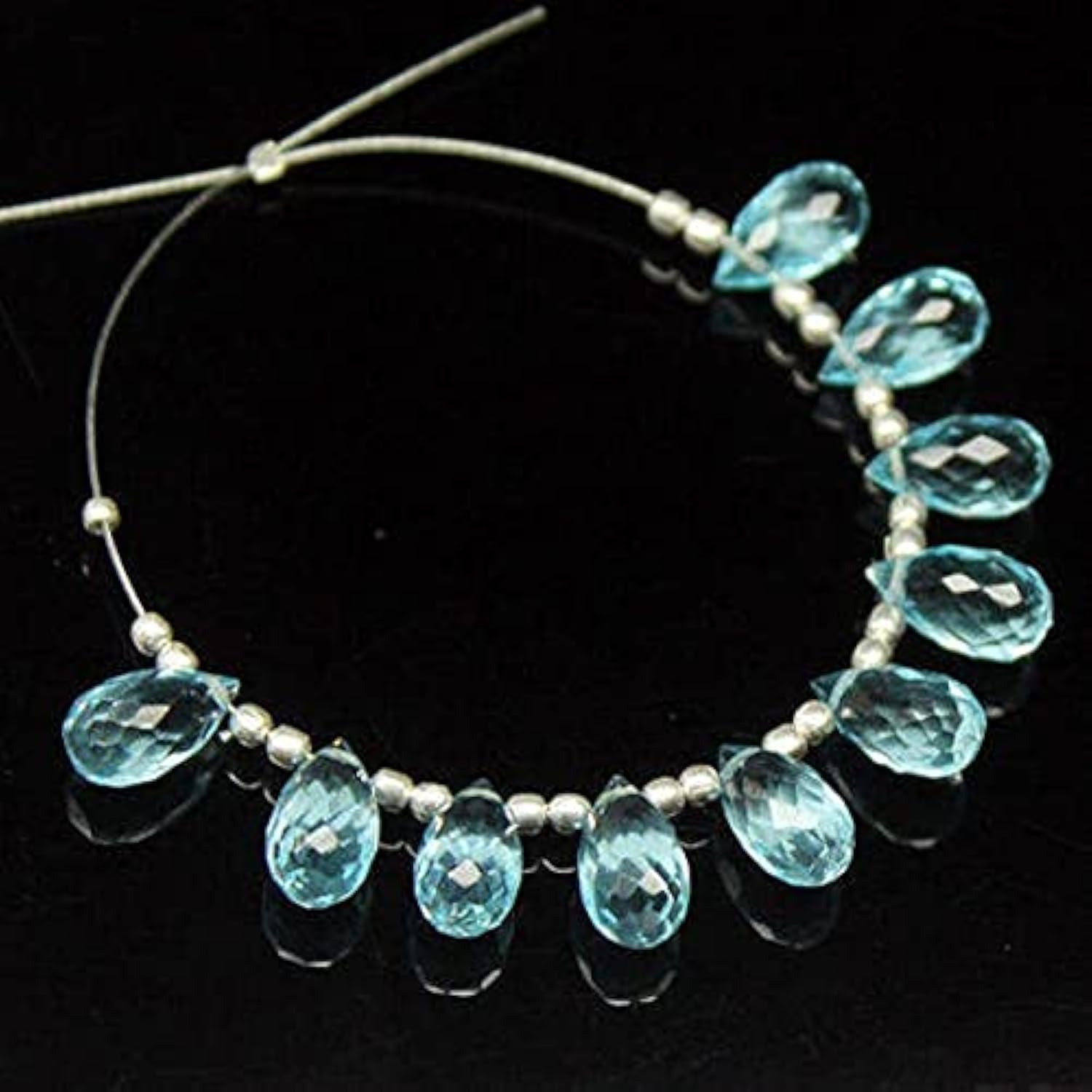 Quartz bleu azur perles briolettes facettées 10mm pour fabrication de bijoux et loisirs créatifs