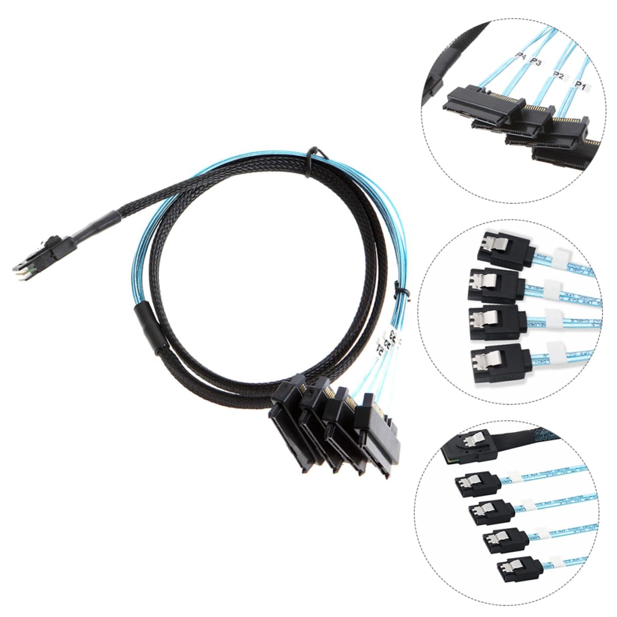Artibetter Câble Mini Sff-8087 vers 4 Ports Serial Ata 0,5 M en Cuivre Noir