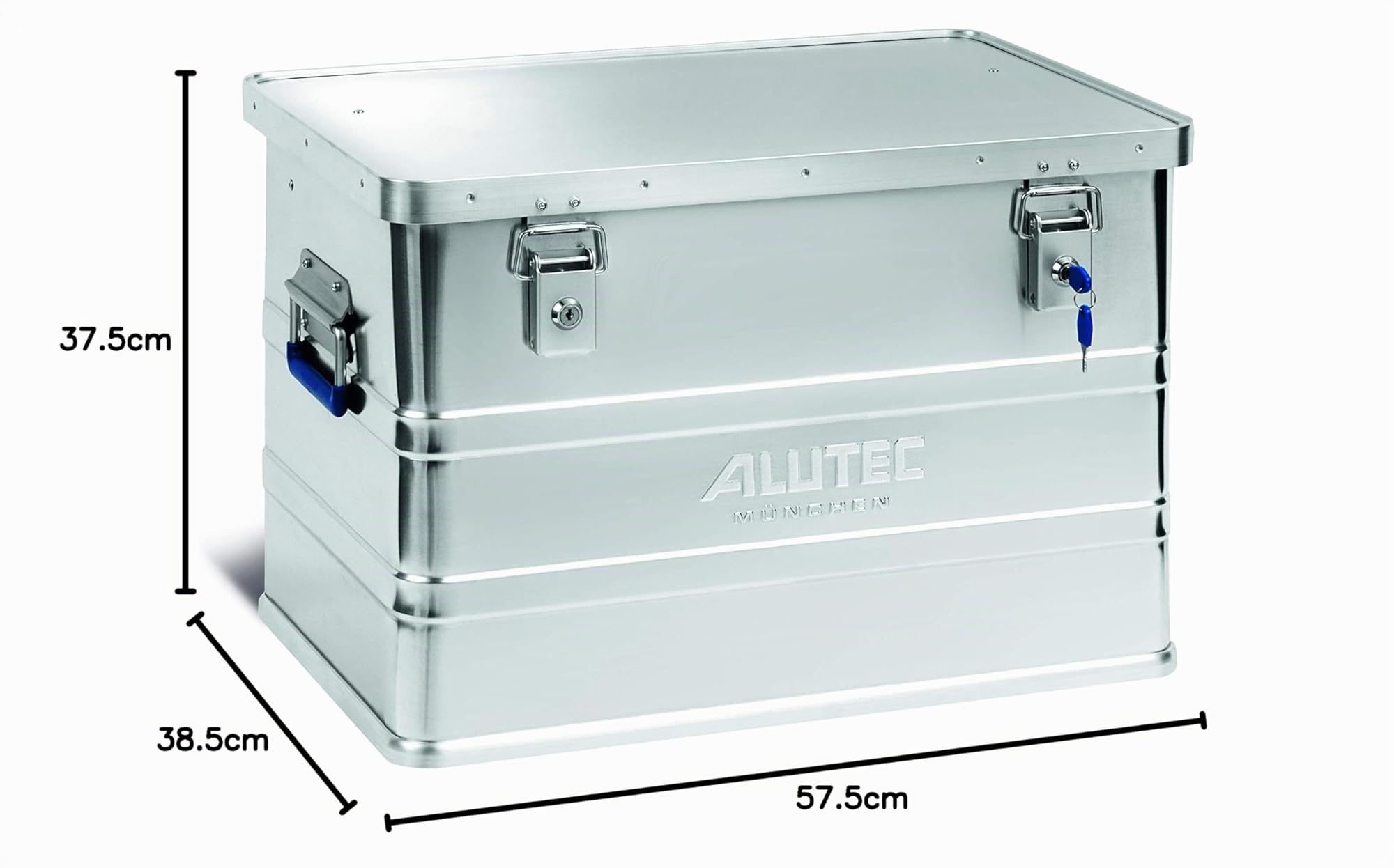 ALUTEC Classic 68 aluminium box (Capacità 68 litri, Dimensioni interne (L x A x P) 550 X 350 X 355 mm / esterne (L x A x P) 575 X 385 X 375 mm, Contenitore, Contenitore in alluminio) 11068