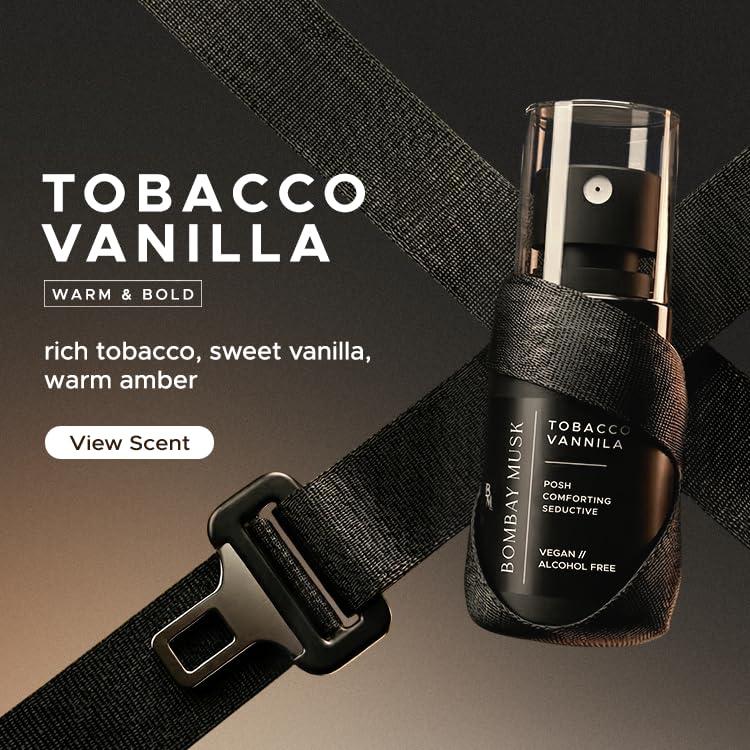 Image of Bombay Musk Tobacco Vanilla Luxury Car Perfume | Long Lasting Car Fragrance & Car Freshener | Alcohol Free & Plant Based | 60+ Days | 200+ Sprays | Perfume for Car