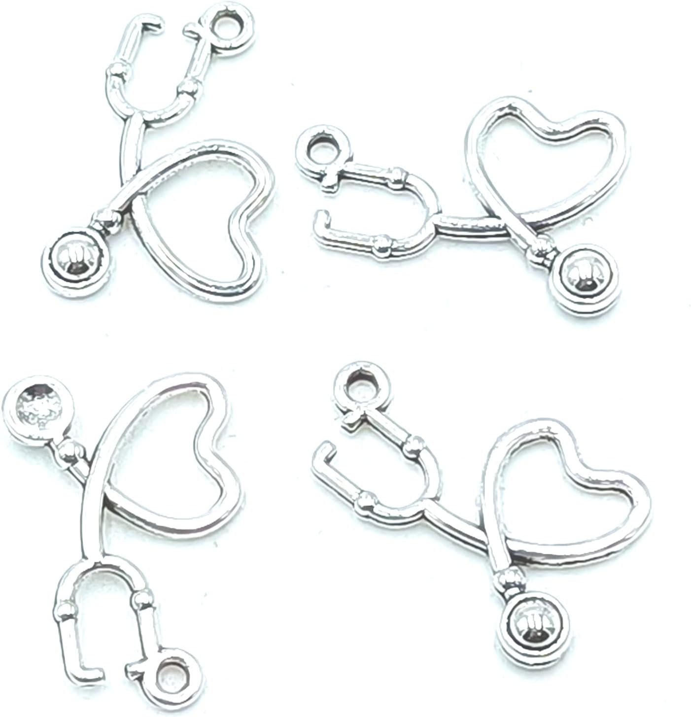 50pcs Charms Stethoscope Pendants Doctor Nurse Medical Tibetan Silver for DIY Craft Necklace Bracelets Keychain Jewelry Making Findings 21 X 15mm (Ancient Silver) - Image 4
