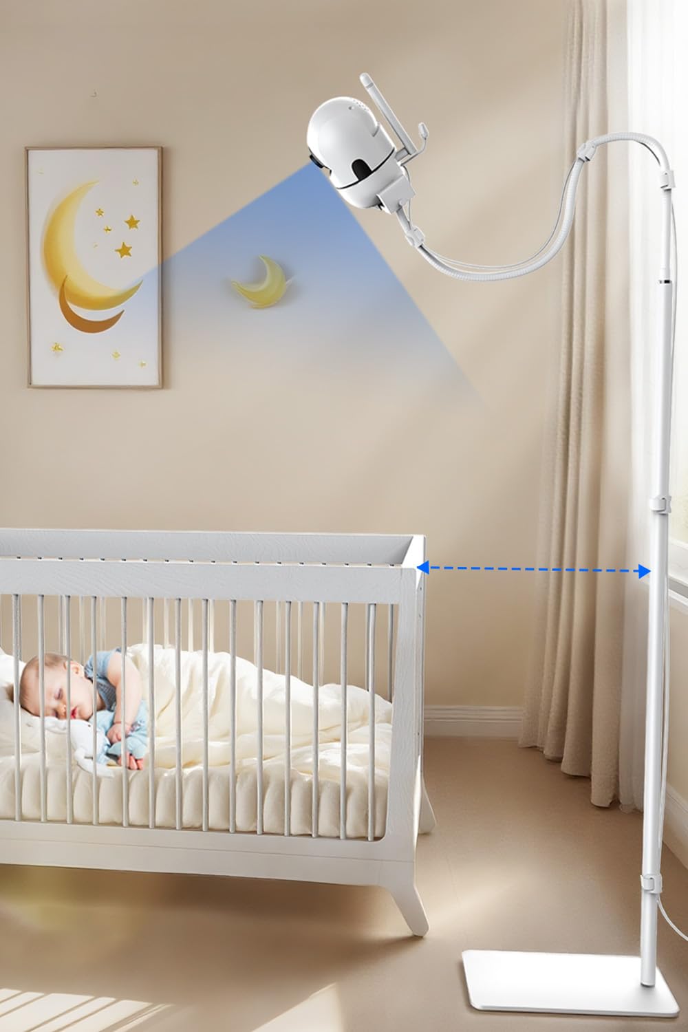 Yaekea Baby Monitor Floor Stand Holder Mount Compatible with Hello Baby HB6550/HB65/HB6560/HB6340/HB6339/Camera with 1/4 Screw Mount/Infant Optics DXR-8 PRO/DXR-8 Monitor Adjustable Height - Image 4