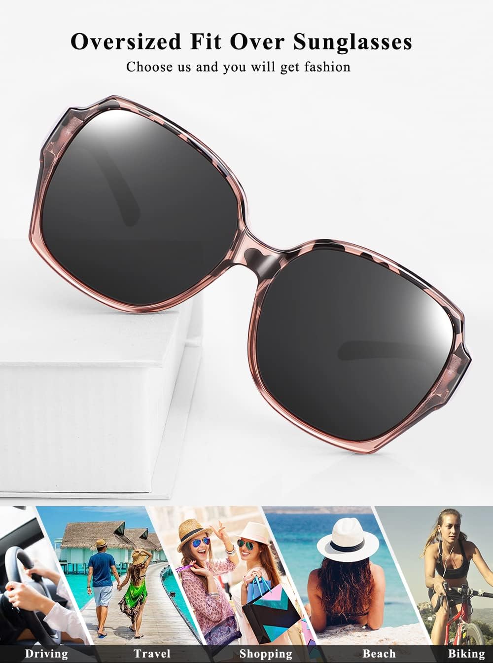 Polarized Sunglasses Fit Over Glasses Over Glasses Trendy Round Cat Eye and HD Wrap-around Sunglasses