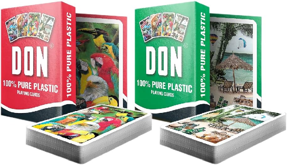DON Pure Plastic Playing Cards. by TM Cards DOT COM. Bridge Sized. 2 Decks (Pack of 1) Red & Green