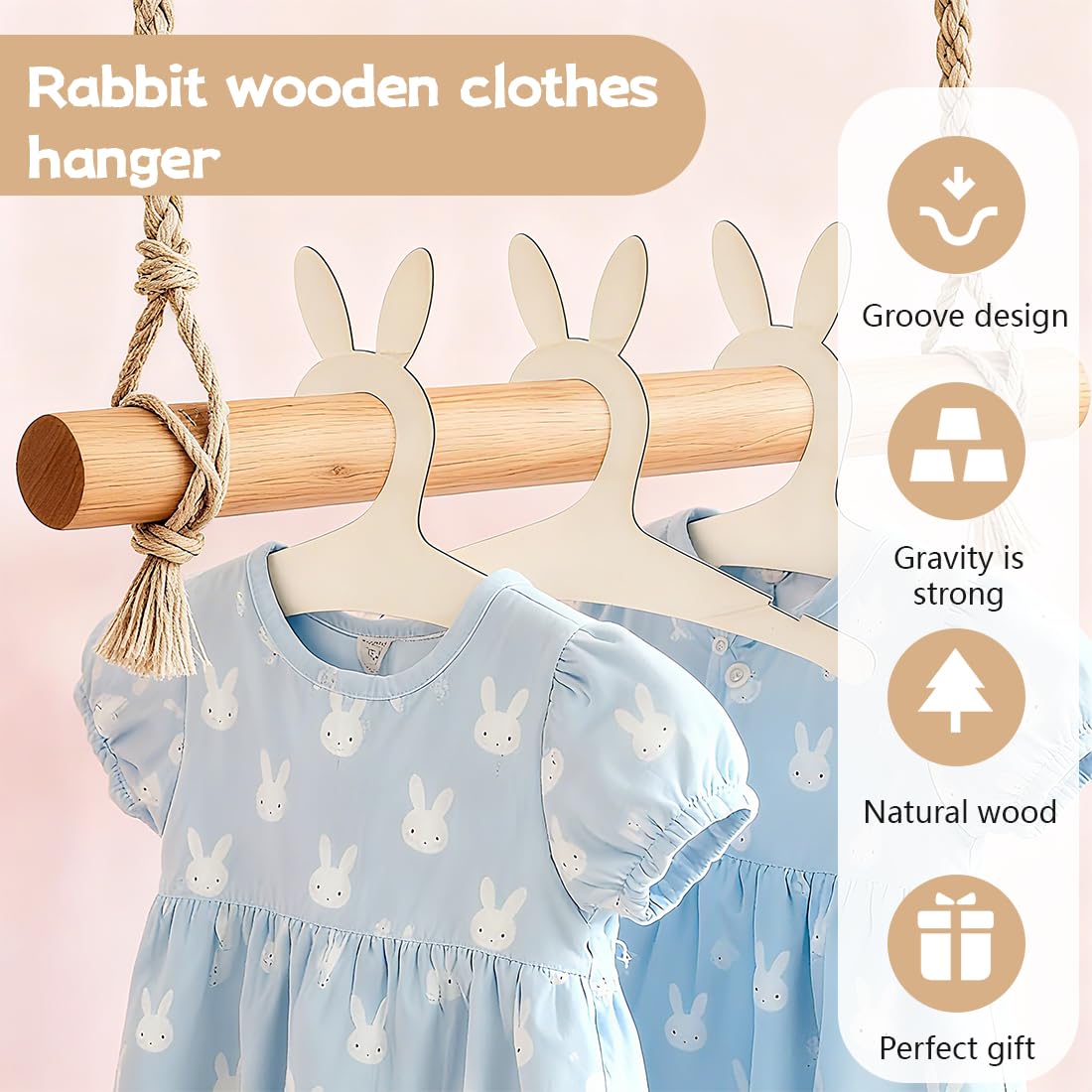 15 Pezzi Appendini in Legno per Bambini, Gruccia Neonato Legno, design a scanalature, per Unisex Bambino Neonati Regalo, per decorare e appendere i vestiti (15,5 x 22,7 cm)