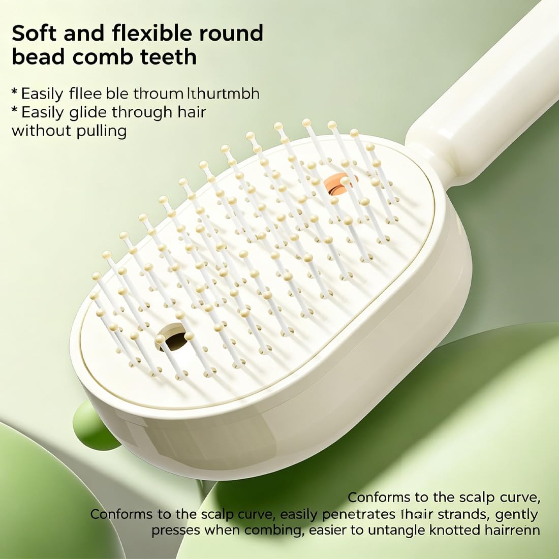 Electric Hair Brush Women with Water Spray, Vibration Misting Detangling Comb, Red Light Air Cushion Massage Brush for Wet & Dry Hair, Portable Home Spa Styling Tool (Beige)