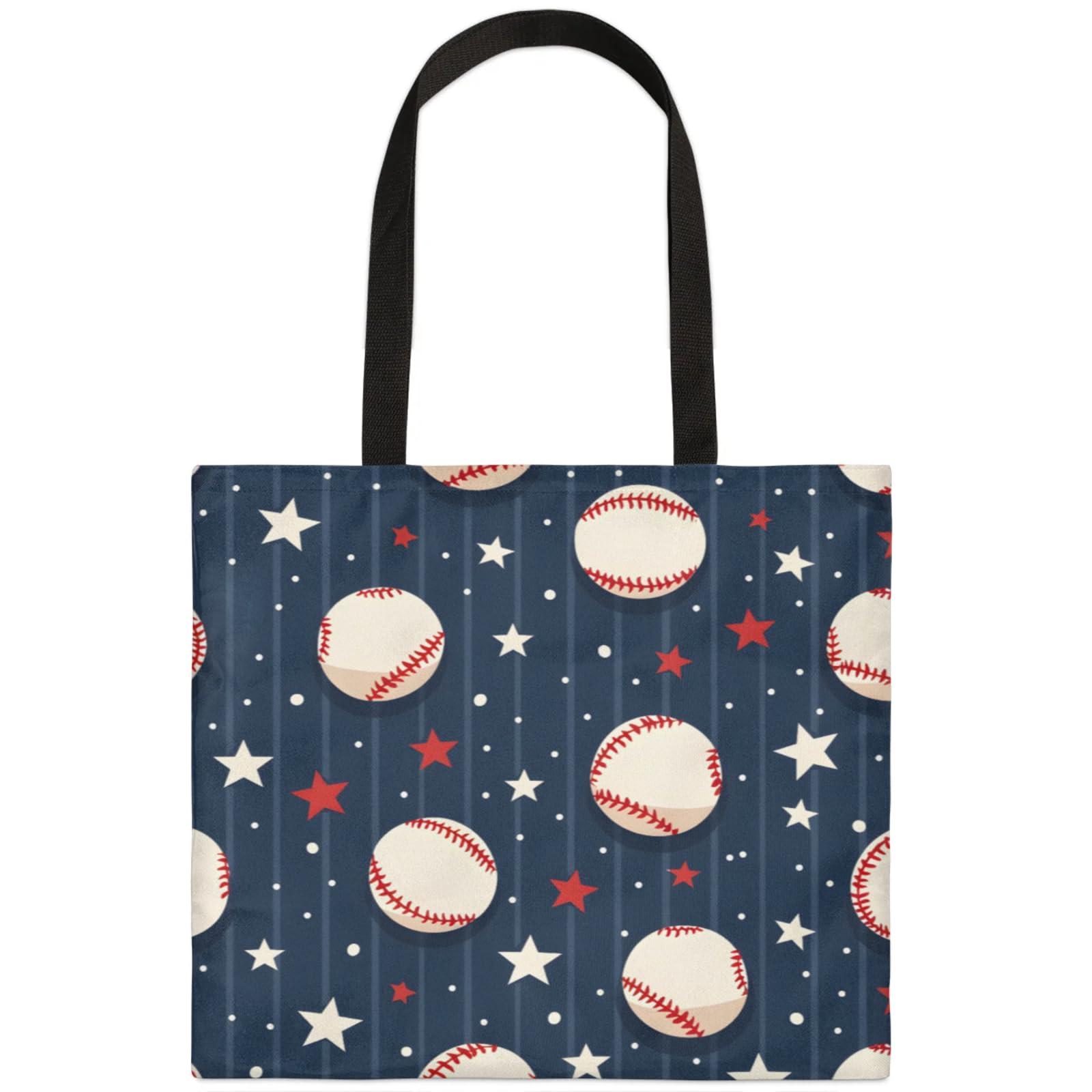 Mularoka Baseball Striped Square Canvas Tote Bag Top Handle Purses Stylish Women Canvas Shoulder Tote Bags Reusable Handbags for Work Travel Picnic Beach Shopping Gym Hiking