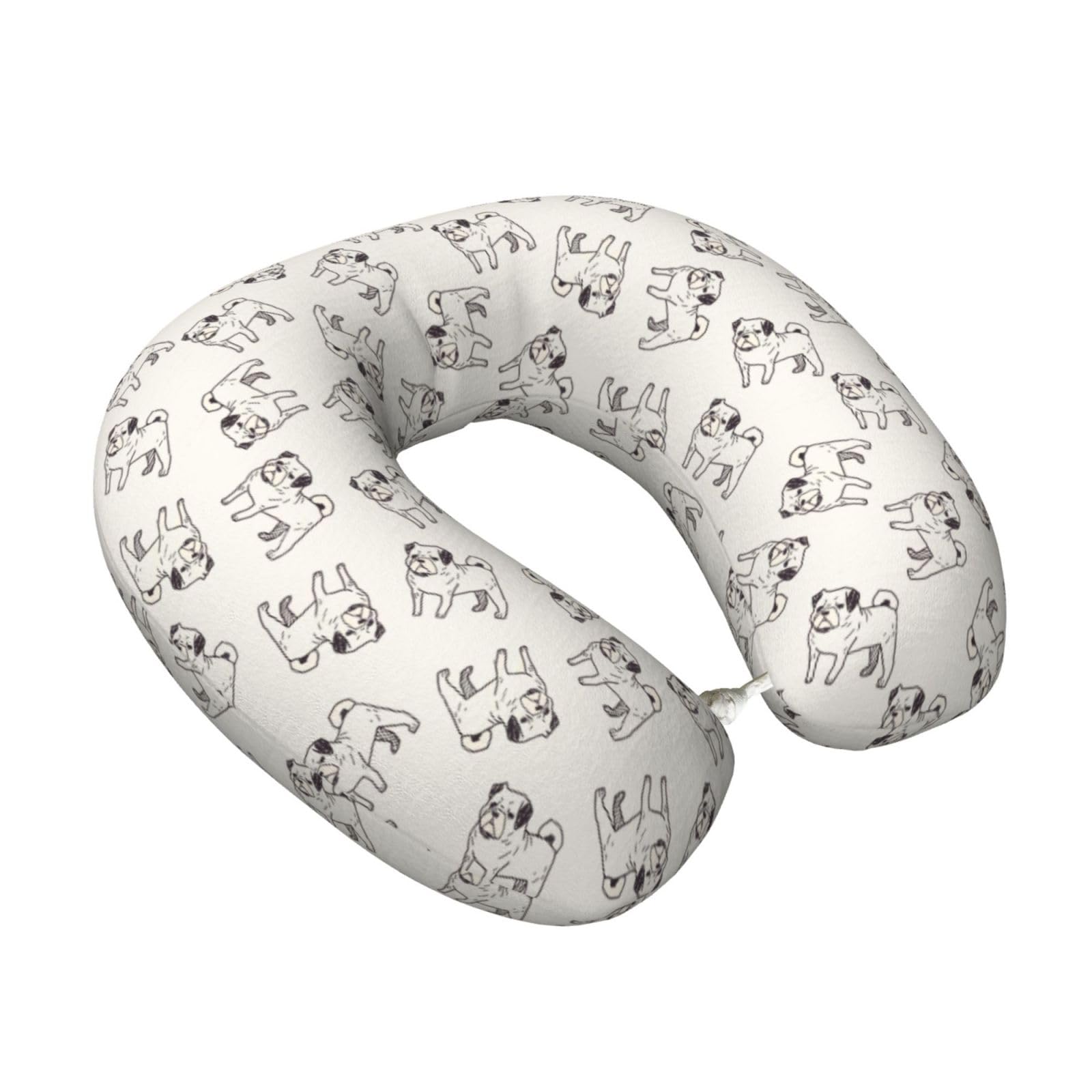 LKYMOH Dog Doodle Pattern, Travel Neck Pillow U-Shaped Memory Neck Support Soft Comfortable With Washable Cover For Airplane Car Traveling and Office