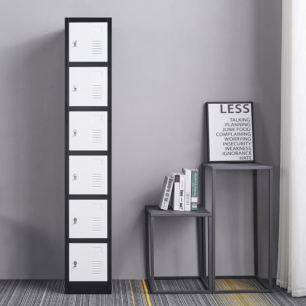 Metal 6 Door Tall Employee Storage Locker With Combination Lock - Office Storage Cabinet for Home, Gym, School