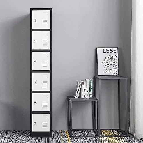 Miniatura 2 de Armario de metal de 6 puertas altas para empleados de almacenamiento de oficina con cerradura de combinación, armario de almacenamiento para el
