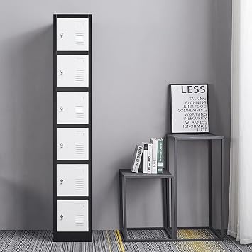 Metal 6 Door Tall Employee Storage Locker With Combination Lock - Office Storage Cabinet for Home, Gym, School