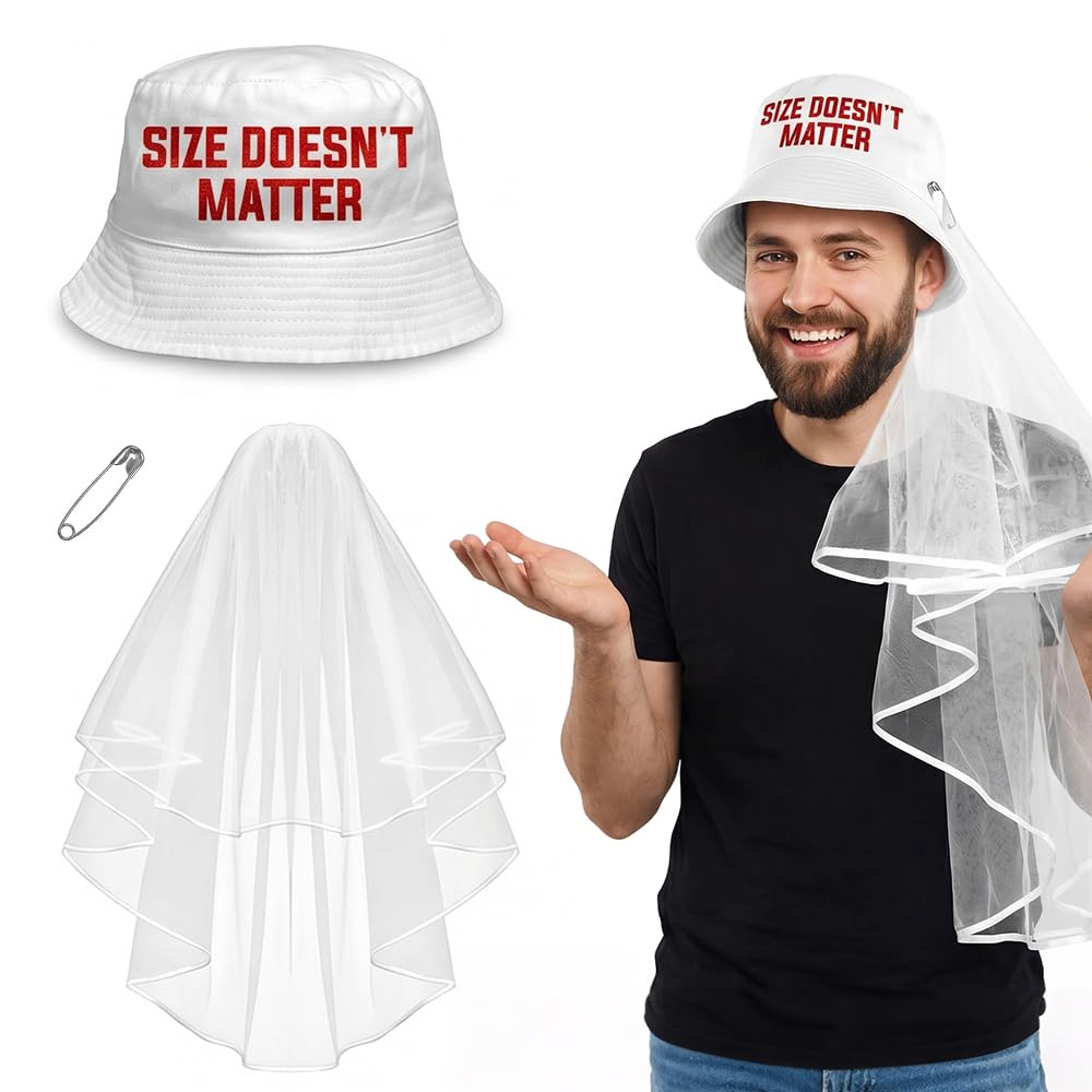 Vervora Stag Do Hat with Veil for Men, Funny Stag Party Snapback Cap, Groom Hat for Bachelor Party, Novelty Fancy Dress Accessory for Stag Night, Hen Do Joke Gift (Style B)