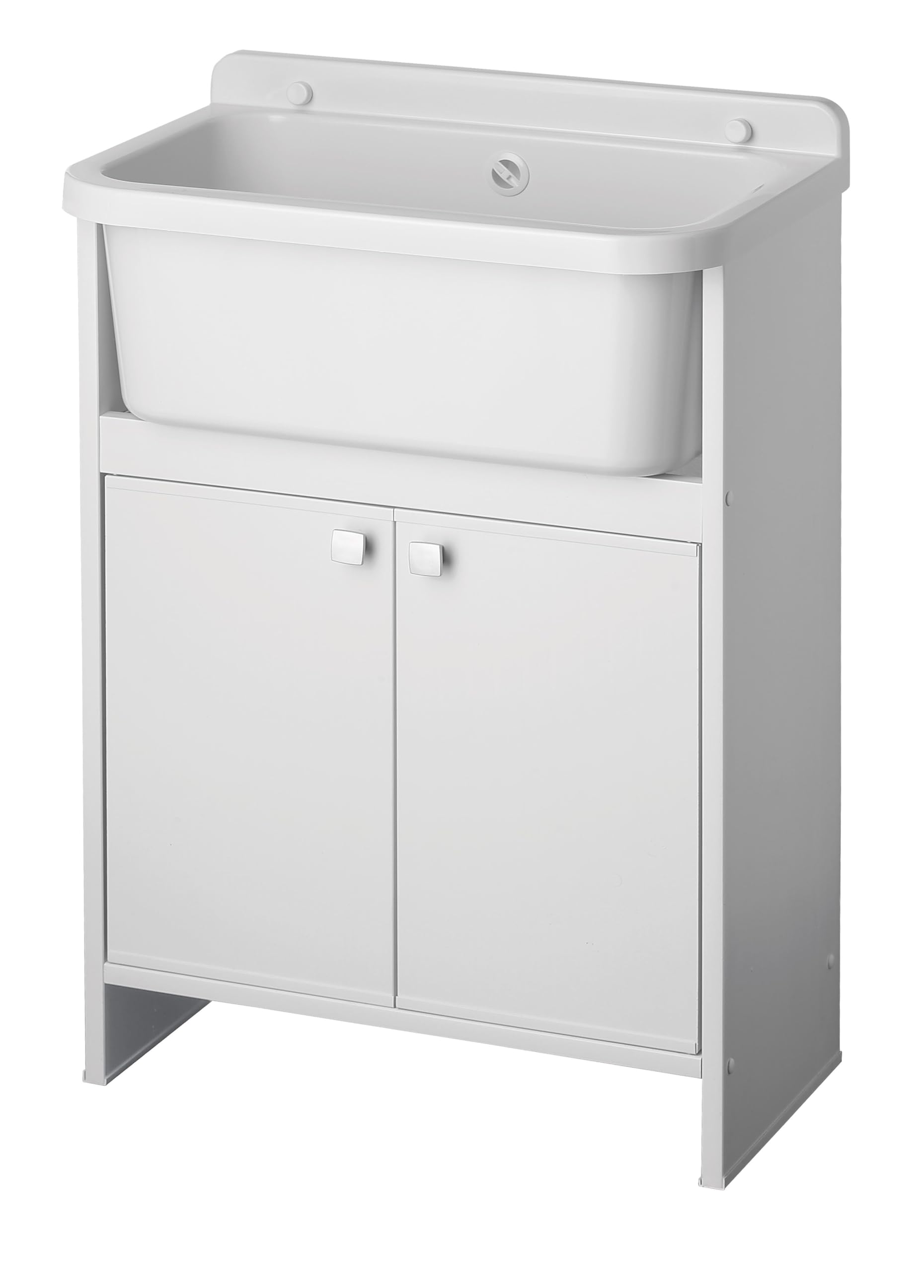 Lavatoio salvaspazio bianco 55x34x80H cm con vasca e scarico