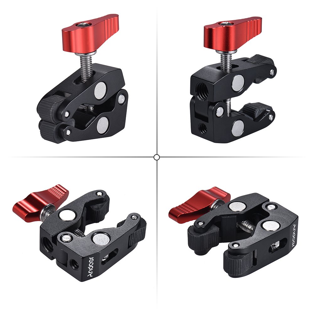 Andoer Morsetto A C Braccio Articolato Fotocamera, Braccetto Clamp Smallrig Morsetto Clip Super Morsetto 1/4 E 3/8 Filettate per DSLR Rig LCD Monitor Studio Light Camera Magic Arm Photo Studio