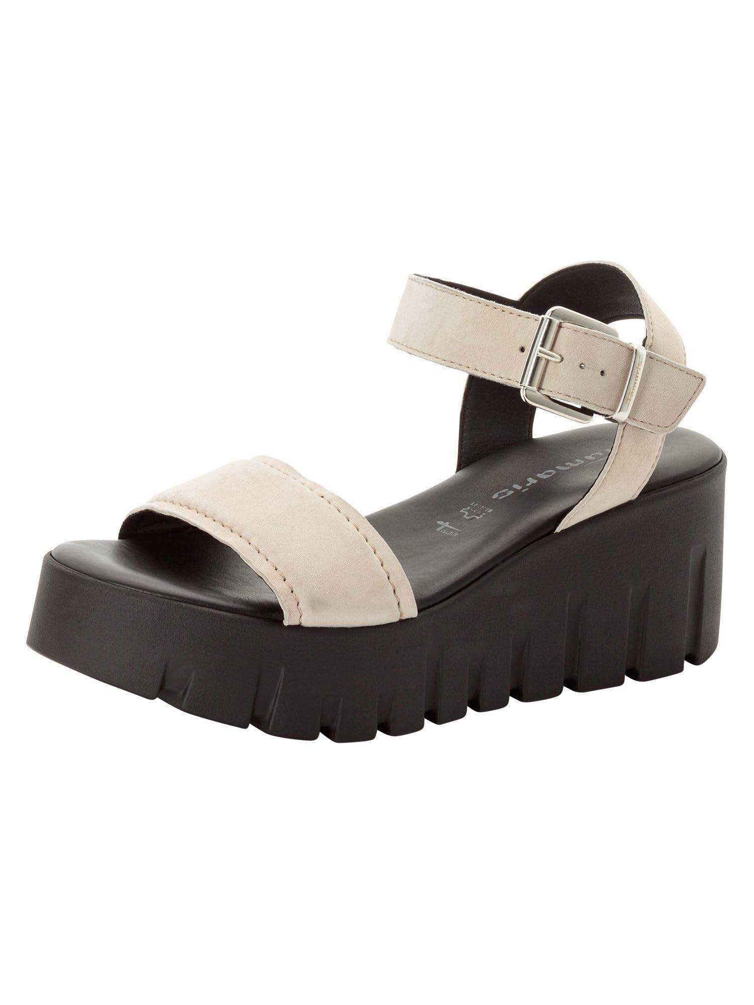 Tamaris Women’s sandal with wedge heel beige 8 UK