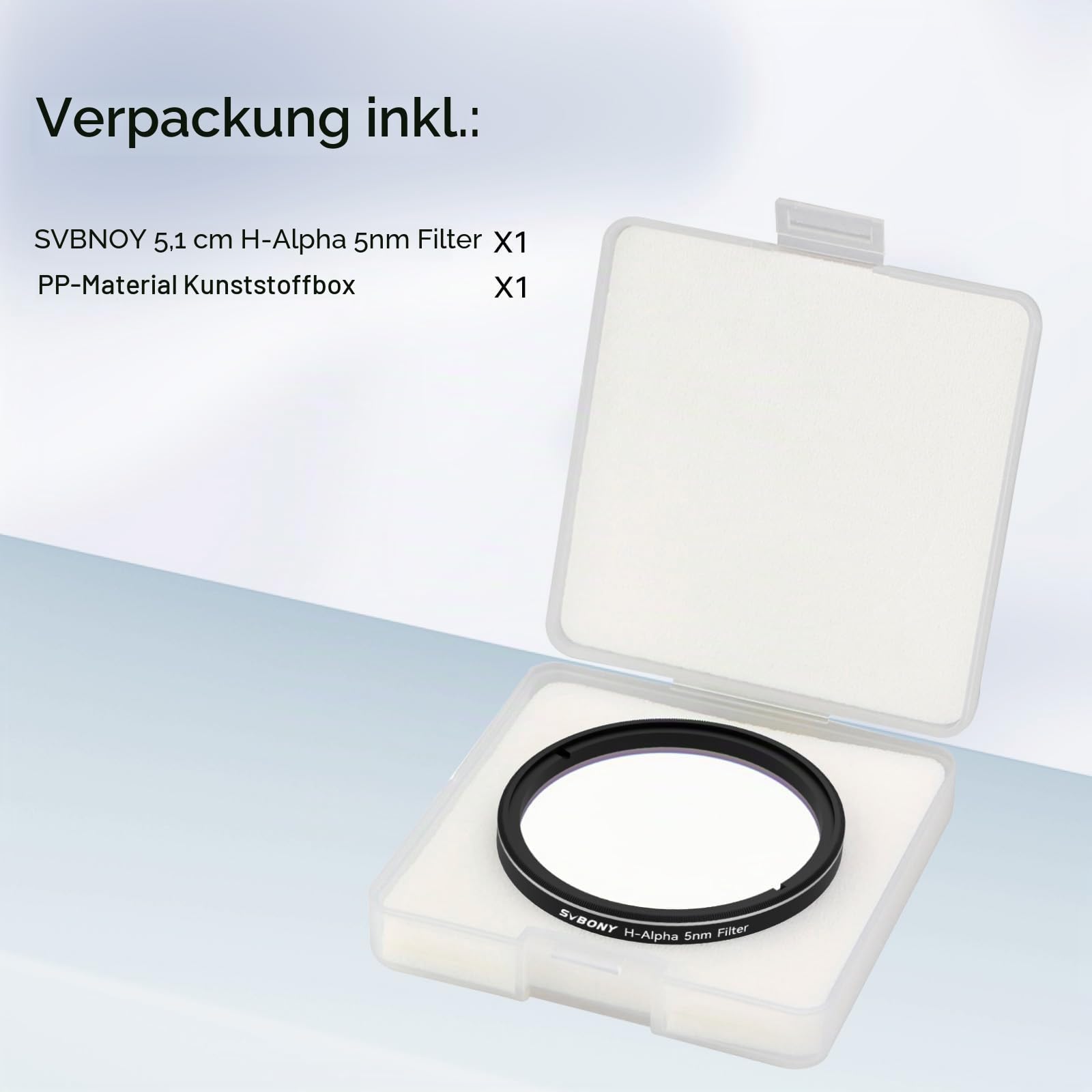Svbony SV227 2" Teleskopfilter, H-Alpha 5nm Schmalband CCD Filter, Lichtverschmutzungsfilter Reduziert Himmelsglühen, Verbessert Kontrast und Details für Deep Sky Astrofotografie