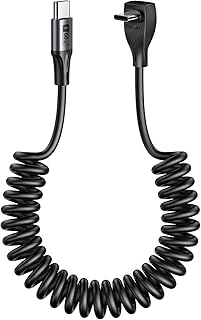 SUNGUY USB C Spiral Cable Angle, 0.4 m - 1 m: 60 W Cable, USB C Fast Charging Cable and Data Cable for Android Car, Carplay, iPhone 16/15 Pro Max Plus, Tesla Model Y, Galaxy S24, Google Pixel, iPad