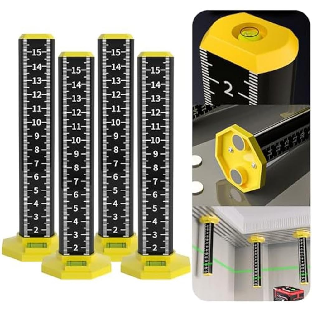 Righello di altezza da 6 pezzi per piastrelle a soffitto e pavimento, strumenti per l'installazione di soffitti sospesi, piastra di destinazione con base magnetica