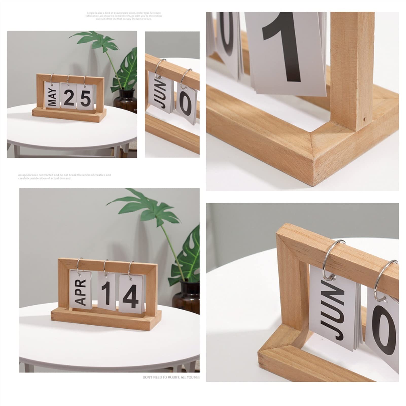 Calendario da tavolo Nuovo calendario da tavolo in legno con flip, giornaliero, mensile, da tavolo, per casa, ufficio, agenda annuale, calendario, decorazione da tavolo, ornamenti, forniture per