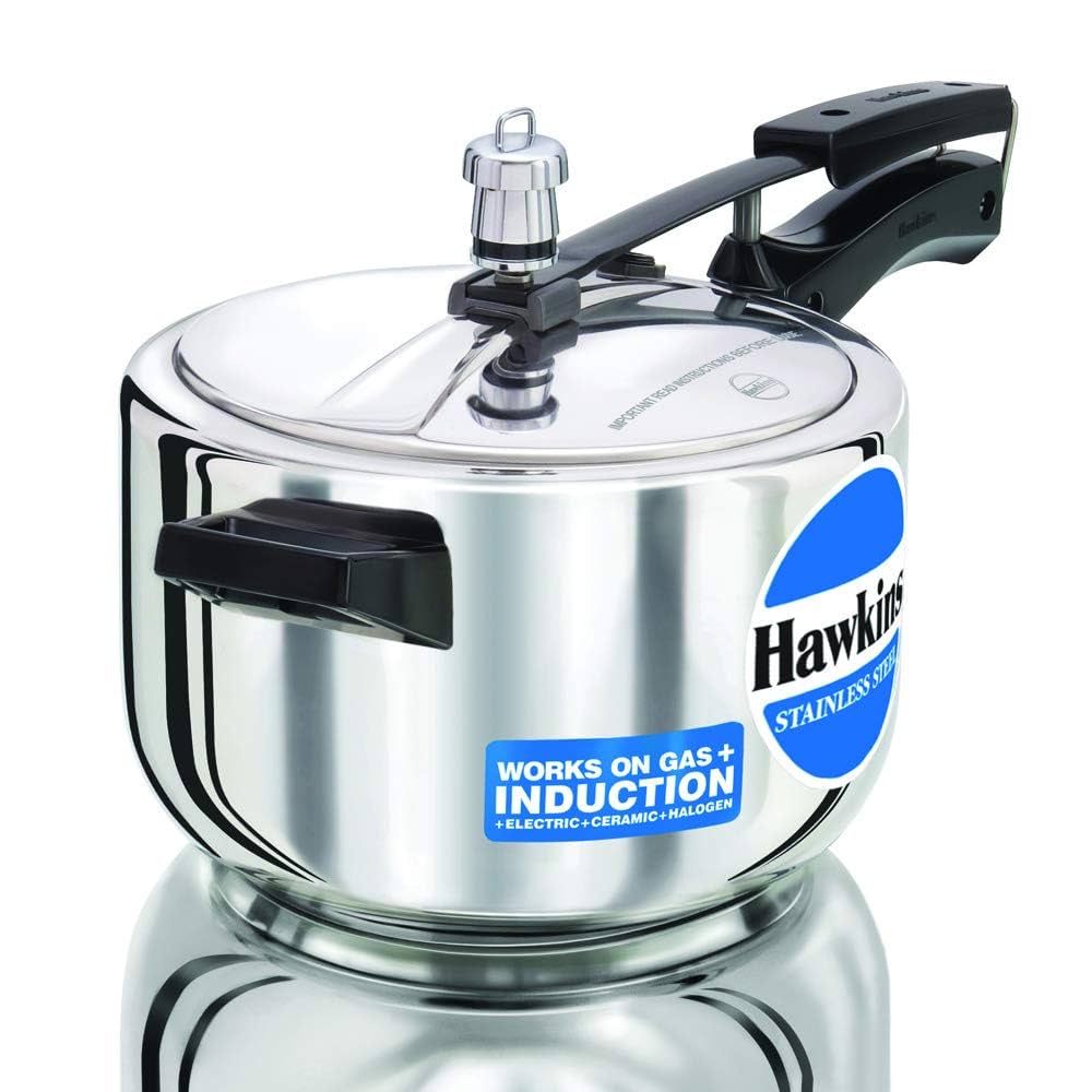 Hawkins HS4L Stainless Steel Pressure Cooker, 4-Liter