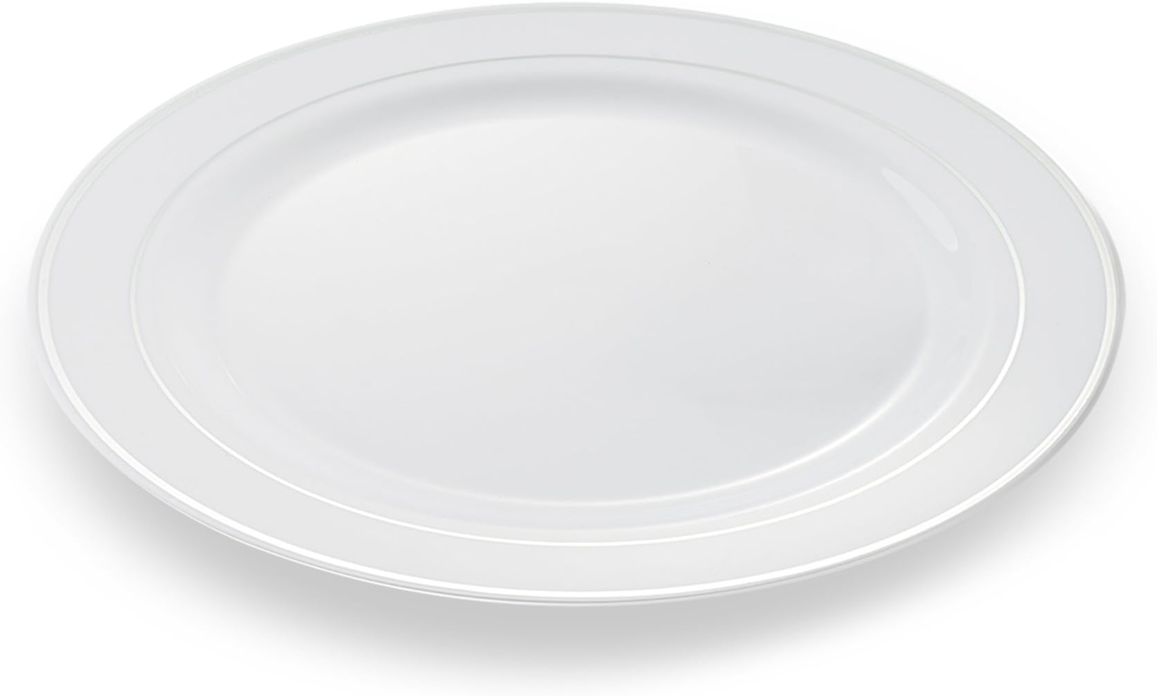 40 x Piece Set of re usable Dinner Plates with Silver Rims 10.25" (26cm)