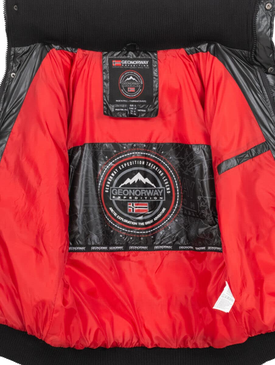 Geographical Norway Bugs Lady - Parka Longue Epaisse Chaude Femme Automne Hiver - Manteau Fin Capuche Fausse Fourure - Blouson Coupe Vent - Doudoune Elegante Femmes (Noir XL)