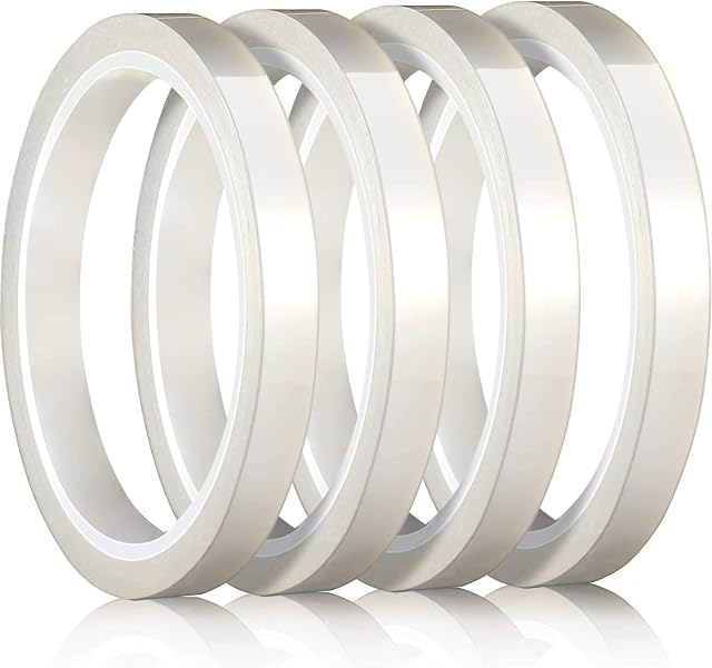 4 Pieces 108 ft Heat Tape for Sublimation Clear Heat Press Tape Heat Shrink Transfer High Resistant Temperature Tape Thermal Tape for Electronics Printing Circuit Board Heat Transfer Vinyl (10 mm)