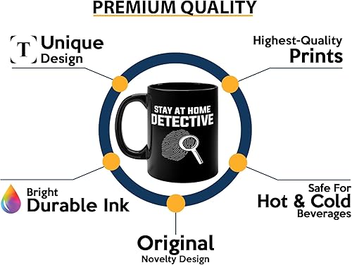 Miniatura 3 de Taza de café detective de 11 onzas, color negro, manténgase en casa - Oficial de policía policía patrulla detective sheriff policial policial