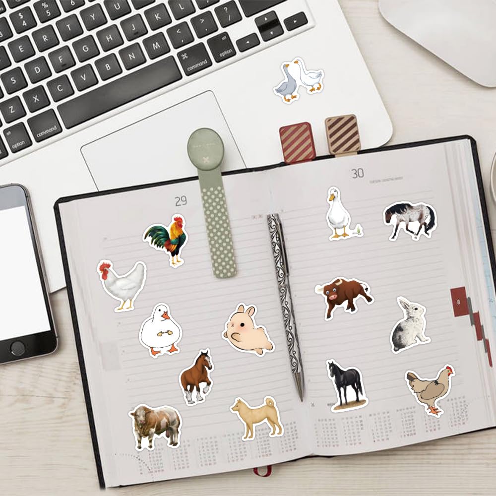 Lot De 50 Autocollants Animaux De La Ferme : Autocollants Mignons En Vinyle Imperméable Pour Bouteilles D'eau, Ordinateur Portable, Tracteur, Fête, Pare-chocs, Ordinateur, Téléphone, Enseignant, Pour