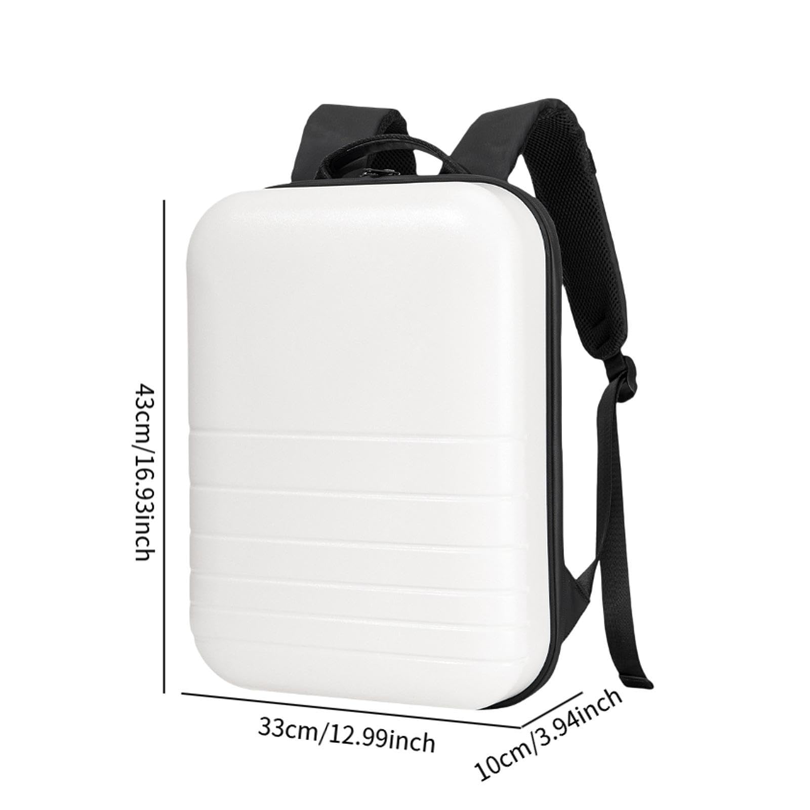 Milageto Mochila para Portátil Mochila Laptop Mochila Ordenador Bolsa de Viaje Mochila Escolar Carcasa Rígida de PC Y PU Impermeable con Correa para Equipaje a, Blanco