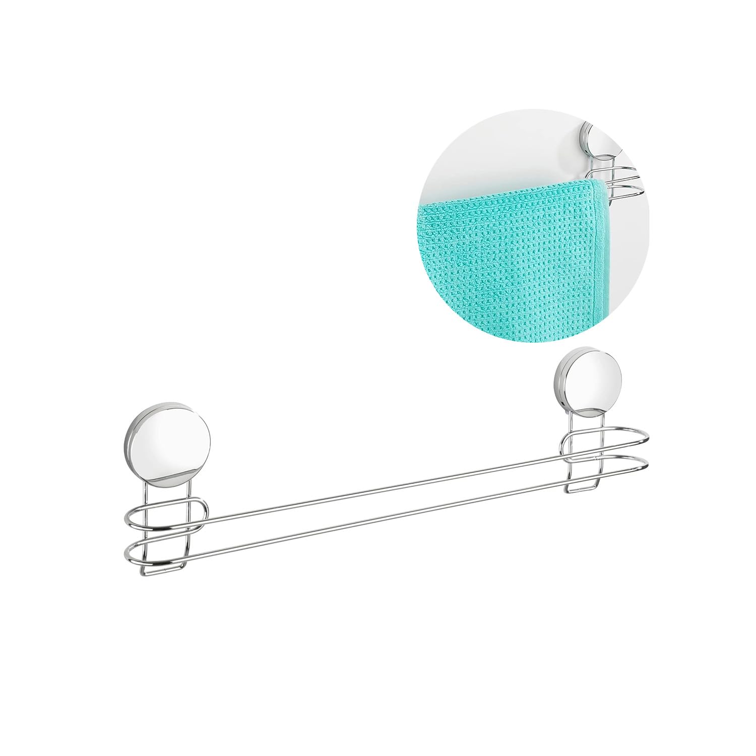 Wall Mounted Towel Rail - Wall Mounted Towel Holder, Metal, 6 x 45 x 13 cm, Chrome, Grey, nd