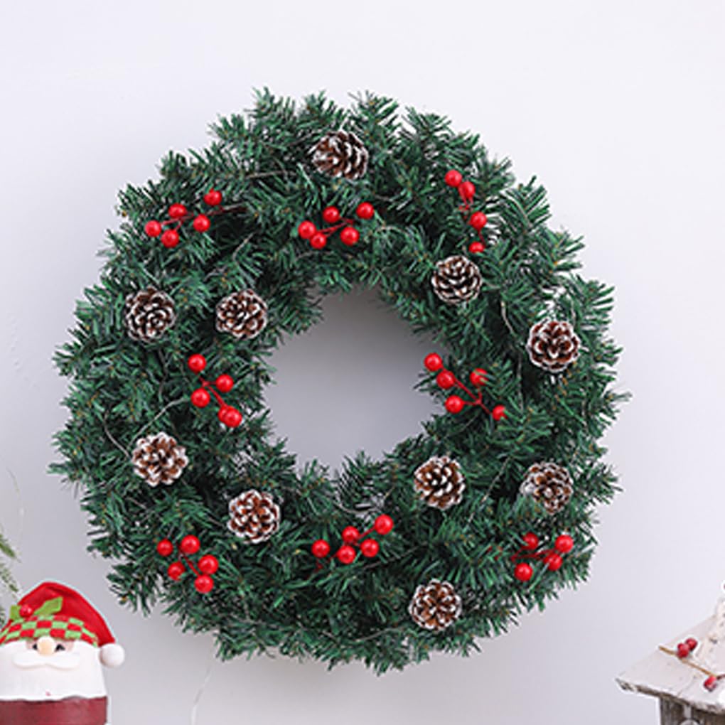 navideña de fácil instalación. Un complemento Decorativo sin Esfuerzo para Las Fiestas. Incluye Luces LED. navideña para la Puerta de Entrada con, Verde + Rojo, (60 cm)