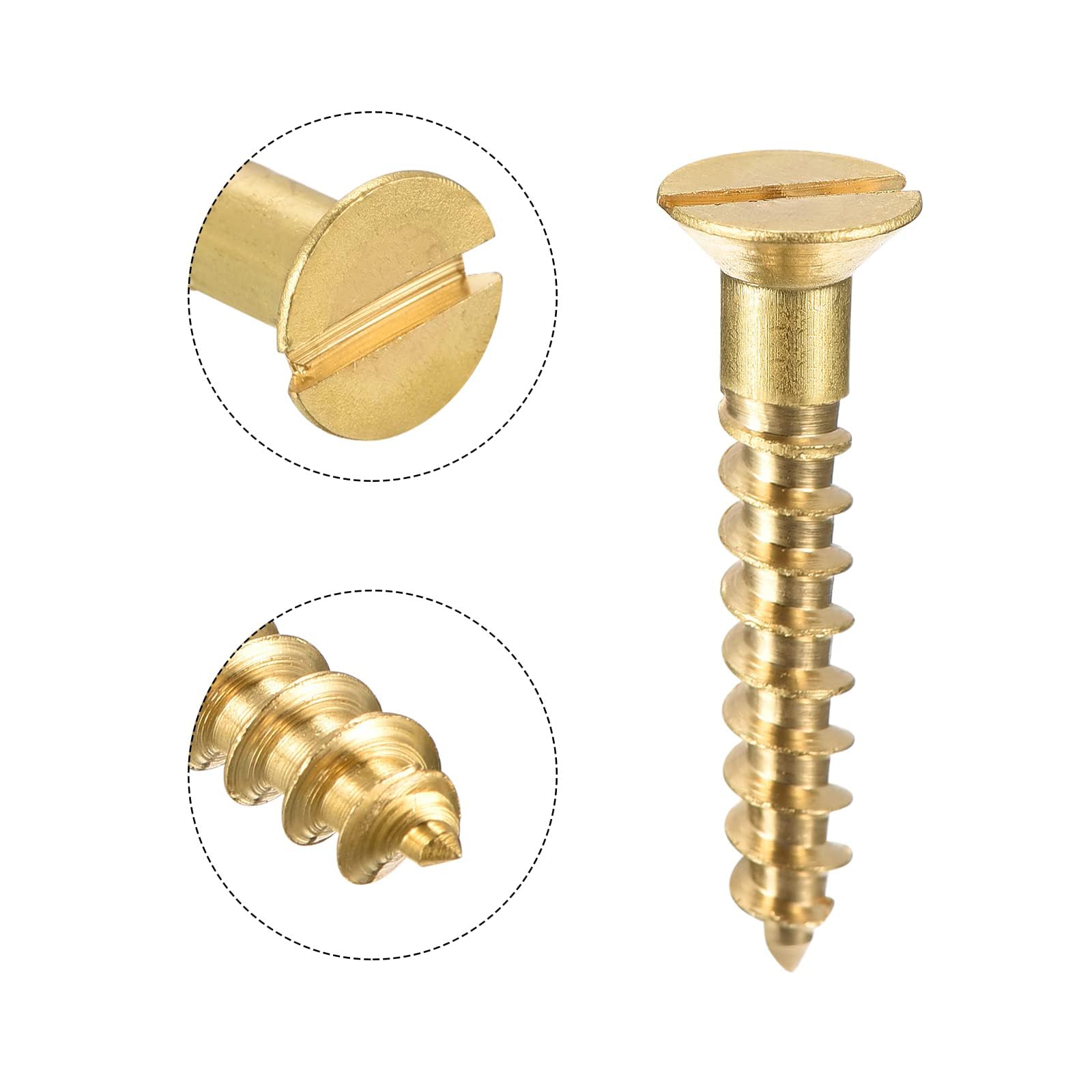 TA-VIGOR 100Pcs Self Tapping Screws, M4 Slotted Flat Head Screw, 25mm Round Head Slotted Tapping Screws - Image 4