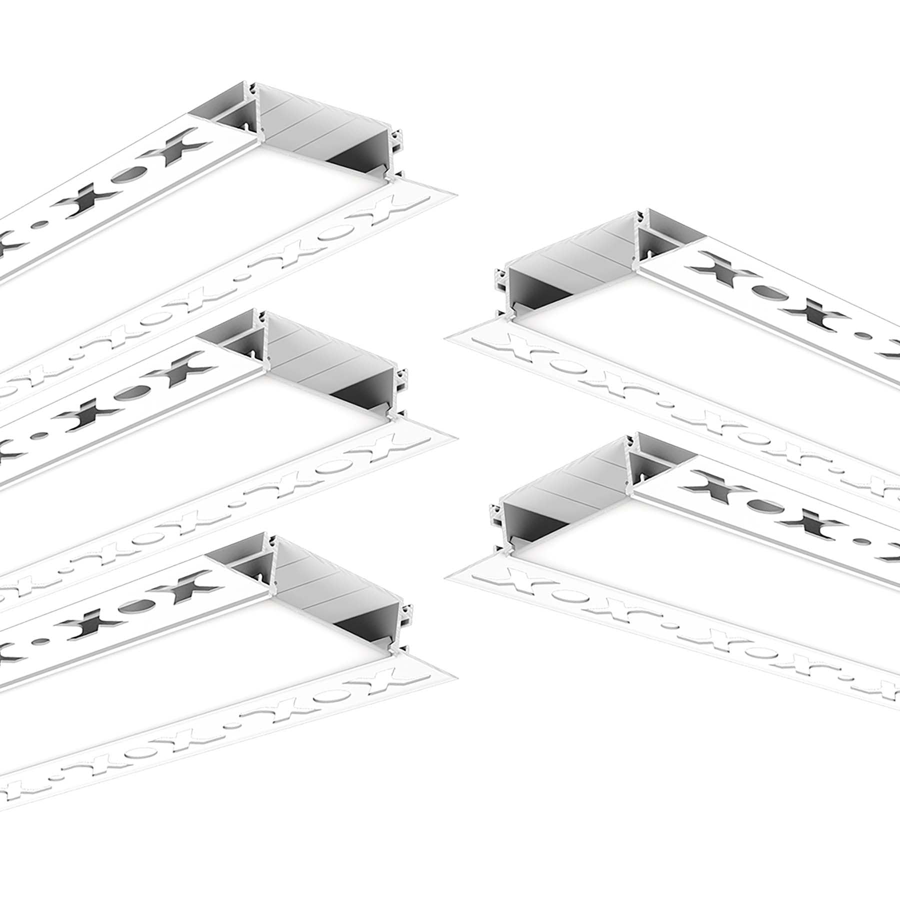 G.W.S® Plaster-in Trimless Recessed LED Profile, 5-Pack Aluminium Channel for LED Strip Light, 1 Metre 97.2mmx18.2mm (186-C9718)
