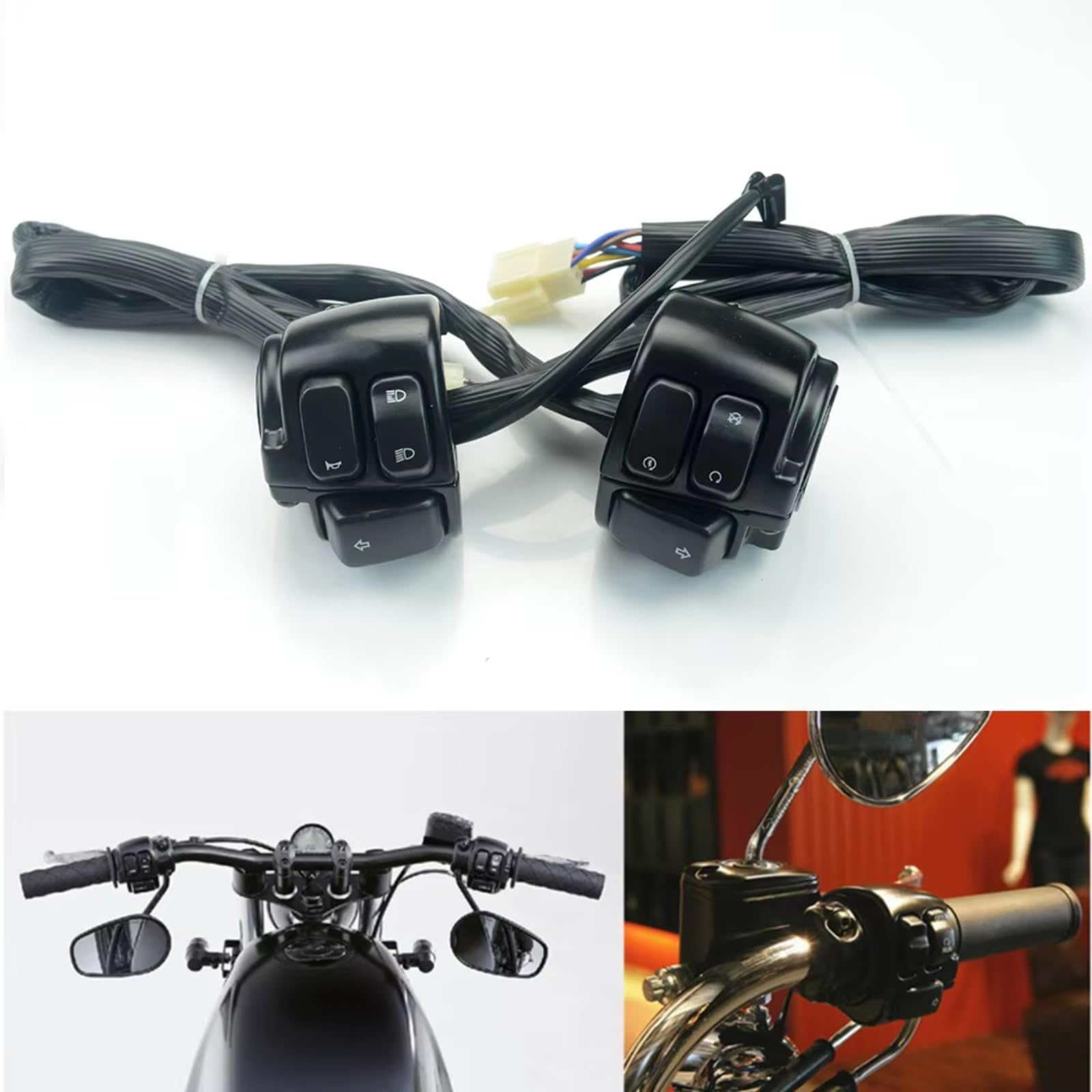 Interruptor señal moto Control De Señal De Giro De Manillar De Motocicleta De 1 "25 Mm Compatible Con Sportster Para XL 1200 883 Iron Para Dyna Para Softail FL Para V-Rod