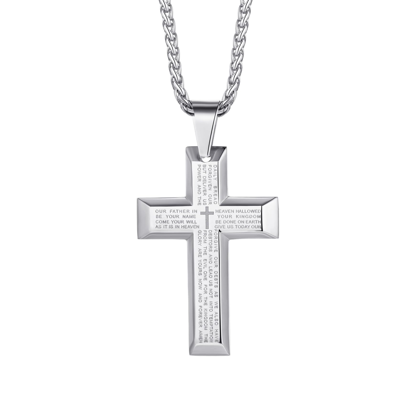 Richsteel Kreuz Kette Halskette Herren Silber/Gold/Schwarz Kreuzkette 55+5cm verstellbarer Kettenanhänger personalisierbar Cross Necklace Edelstahl Schmuck christlicher katholischer Religionskreuz