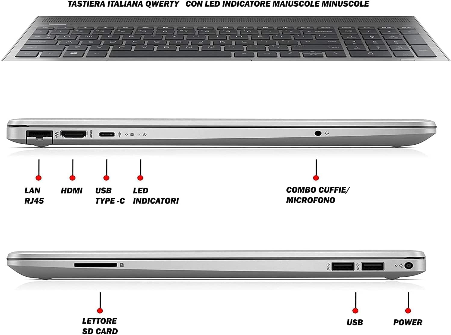 HP 255 G9 Silver Notebook Portatile, SSD M2 NVME 1TB, Display FullHD 15.6", Amd A9 Gold 3150U fino a 3,3 GHz, RAM 20GB DDR4, Wi-fi, 3 usb, webcam HD, Win11 Pro, Pronto All'uso, Gar. It