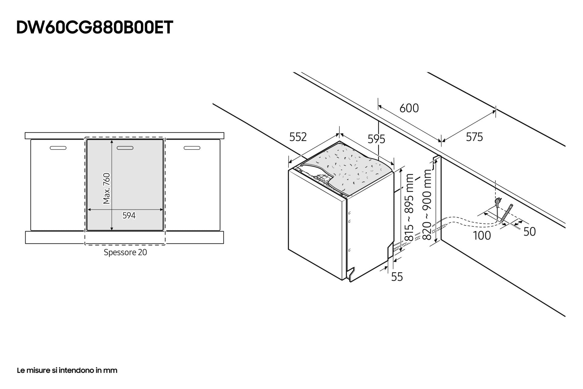 LAVASTOVIGLIE SAMSUNG DW60CG880B00 INCASSO 14 COPERTI 60 CM 9 PROGRAMMI AVVIO RITARDATO 5 OPZIONI CLASSE A (Ricondizionato)