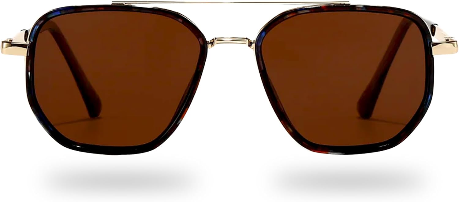 Glass Theory Polarized Aviator Sunglasses for Women and Men-UV400 Protection-Lightweight Metal Frame-Trendy Aviator Shades