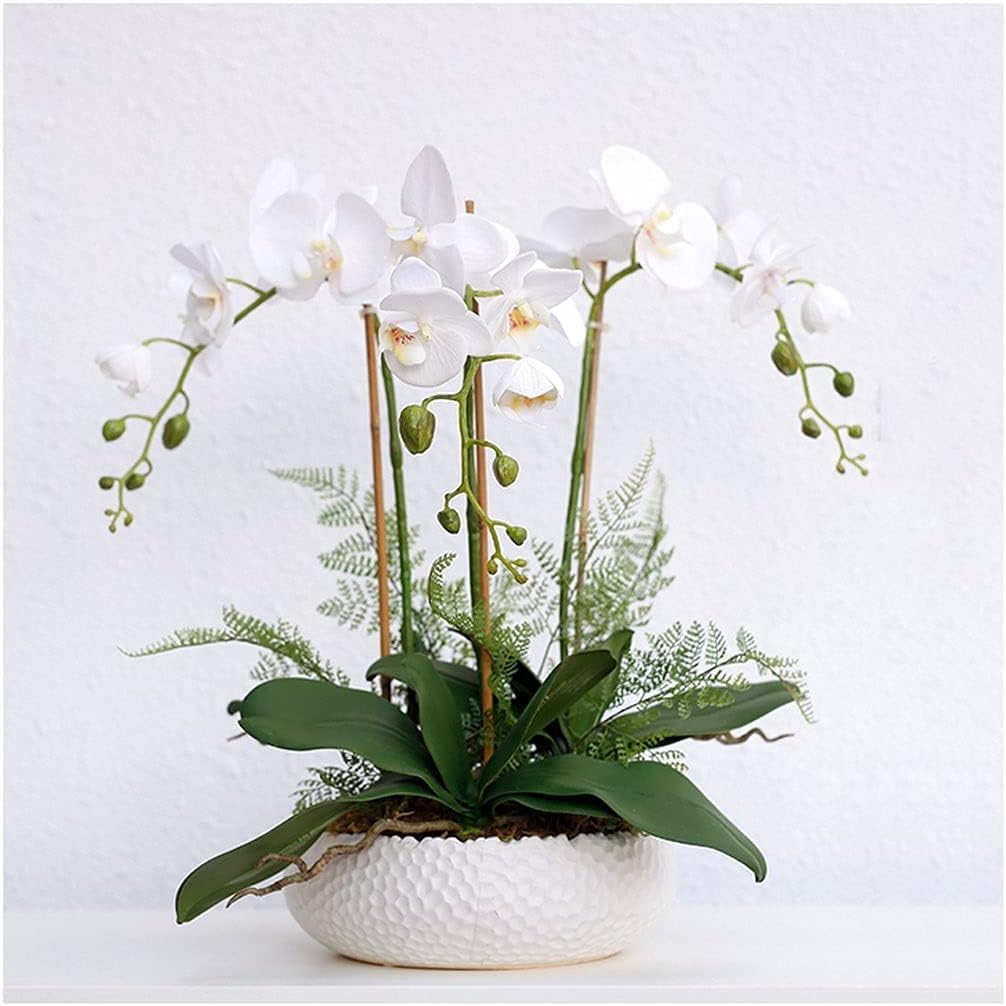 Ngdfgr As Known Faux Orchids 3 Flowers Artificial Flower Silk Artificial Flowers 18.8In Fake Floral Vase Set Artificial Orchid
