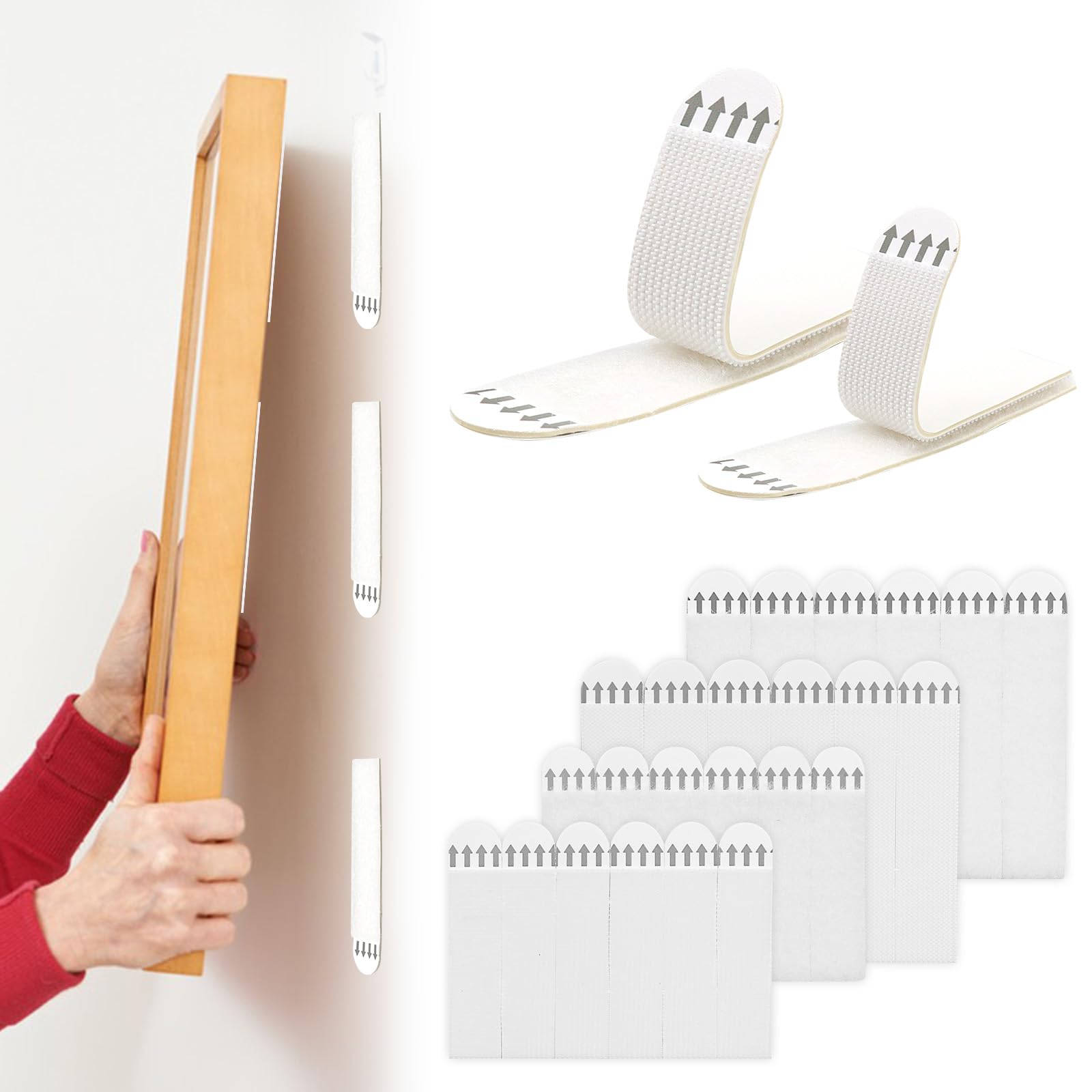 VEGCOO 36 Paia (72 Strisce) Strisce Adesive per Appendere Quadri, Kit per Appendere Quadri Senza Fori, Rimovibili per Cornici, Poster e Decorazioni
