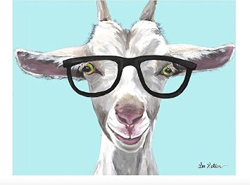 HIPPIE HOUND STUDIOS Goat Art Print - Goat Decor - Goat with Glasses Art - Gifts for Goat Lovers - Cute Goat Print - Goat Gifts - Goat Wall Art - Goat Art from Lee Keller