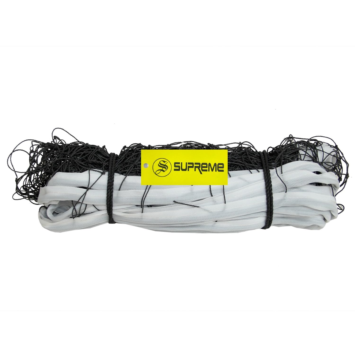 Supreme Volleyball Net Nylon (4 Side Tape) Thick Qlty, 10 Mesh (Pack of 1) Volleyball Net (Black, White)