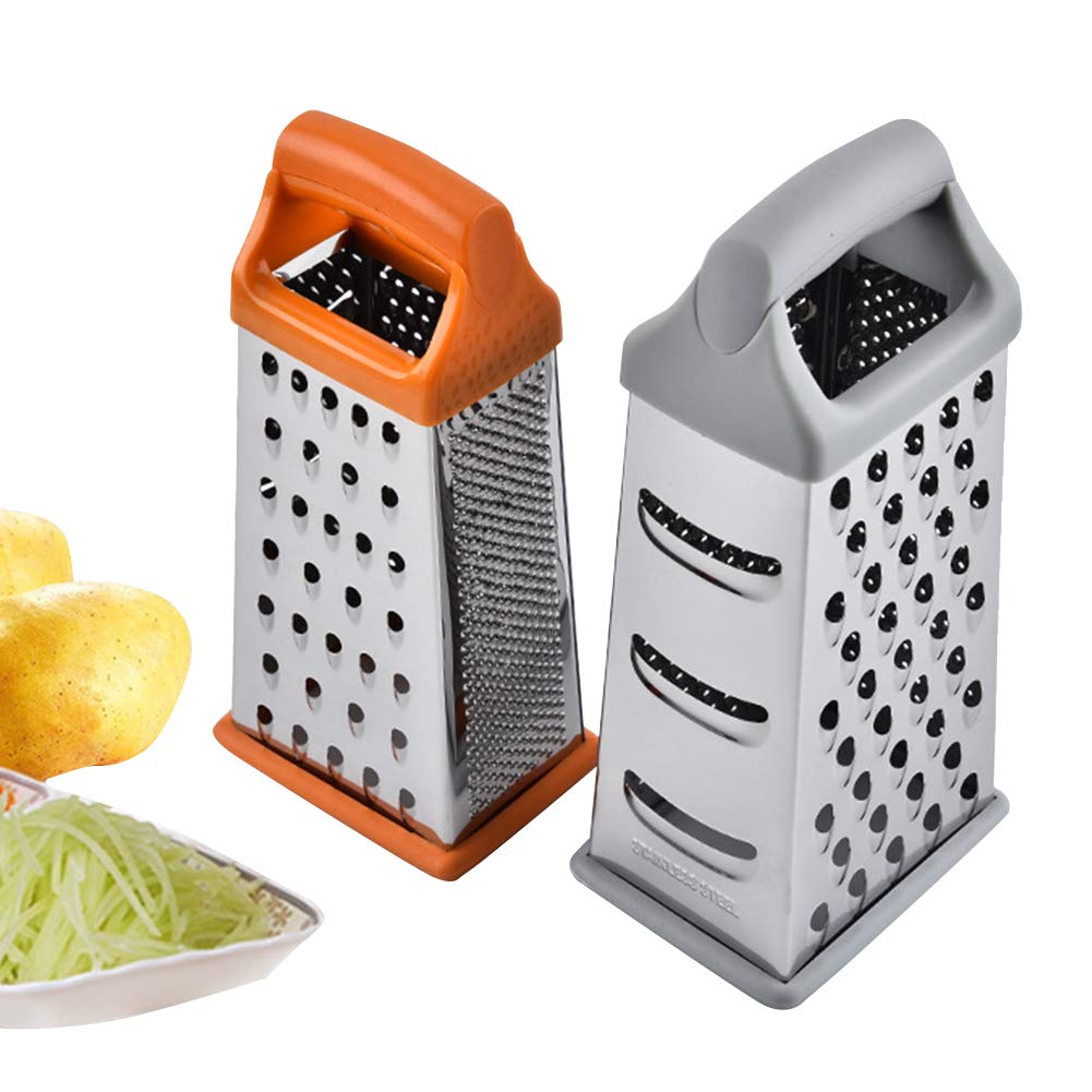 ArinkO Juego de ralladores cuadrados de acero inoxidable de 2 piezas para un uso versátil y un rallado fino, rebanado de verduras y queso